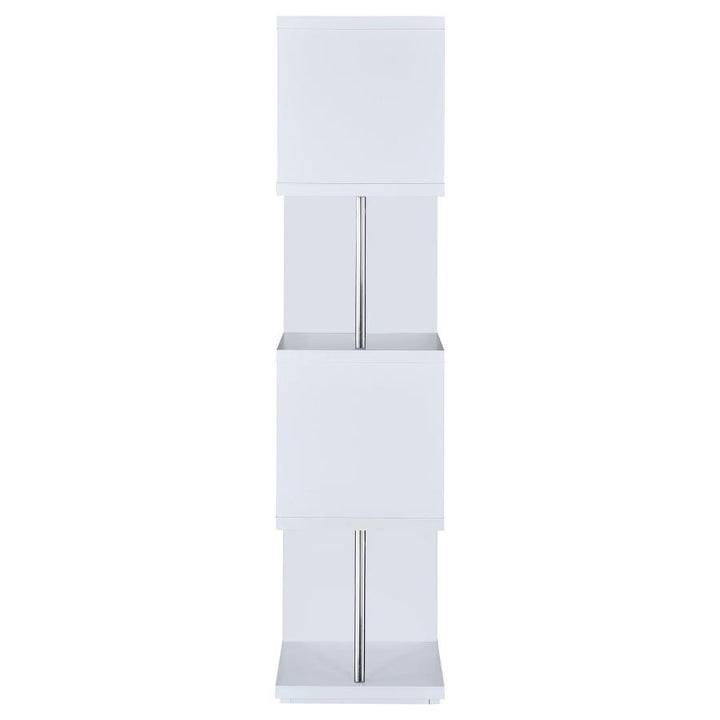 Baxter - 4 - Shelf Bookshelf - White And Chrome Standard Bookcase modern furniture Contempo Furniture