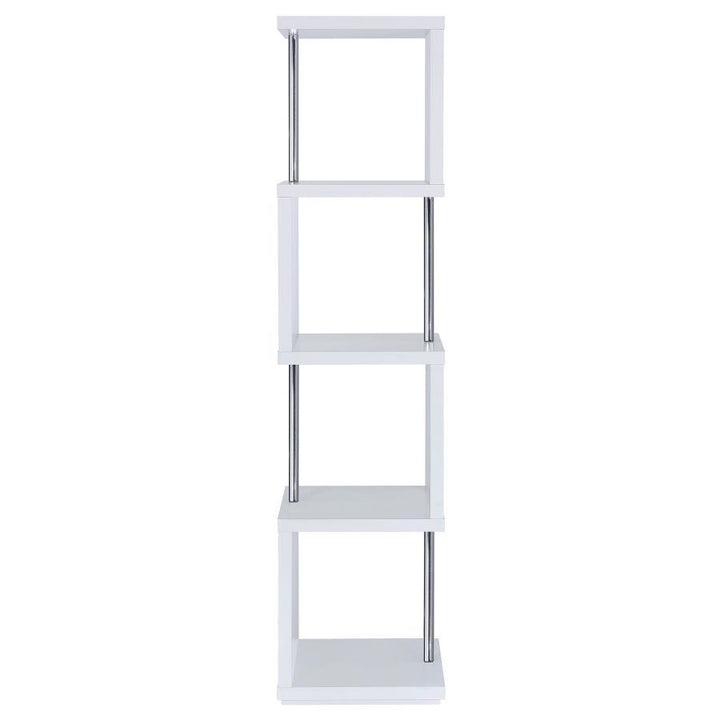 Baxter - 4 - Shelf Bookshelf - White And Chrome Standard Bookcase modern furniture Contempo Furniture