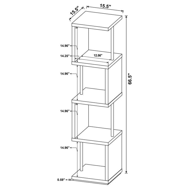 Baxter - 4 - Shelf Bookshelf - White And Chrome Standard Bookcase modern furniture Contempo Furniture