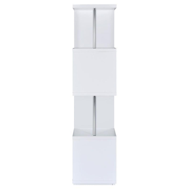 Baxter - 4 - Shelf Bookshelf - White And Chrome Standard Bookcase modern furniture Contempo Furniture
