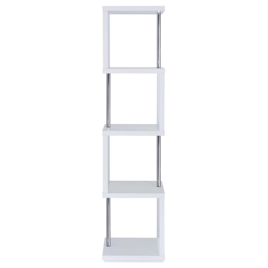 Baxter - 4 - Shelf Bookshelf - White And Chrome Standard Bookcase modern furniture Contempo Furniture