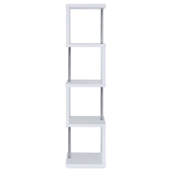 Baxter - 4 - Shelf Bookshelf - White And Chrome Standard Bookcase modern furniture Contempo Furniture