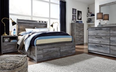 Baystorm Full Panel Bed with 4 Storage Drawers - Gray Storage Bed modern furniture Contempo Furniture