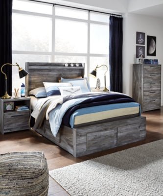 Baystorm Full Panel Bed with 4 Storage Drawers - Gray Storage Bed modern furniture Contempo Furniture