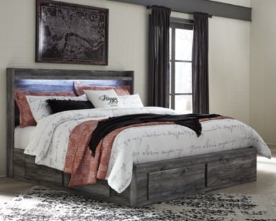 Baystorm King Panel Bed with 4 Storage Drawers - Gray Storage Bed modern furniture Contempo Furniture