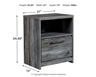 Baystorm Nightstand - Gray Nightstand w/ Charging Station modern furniture Contempo Furniture