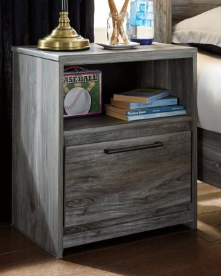 Baystorm Nightstand - Gray Nightstand w/ Charging Station modern furniture Contempo Furniture