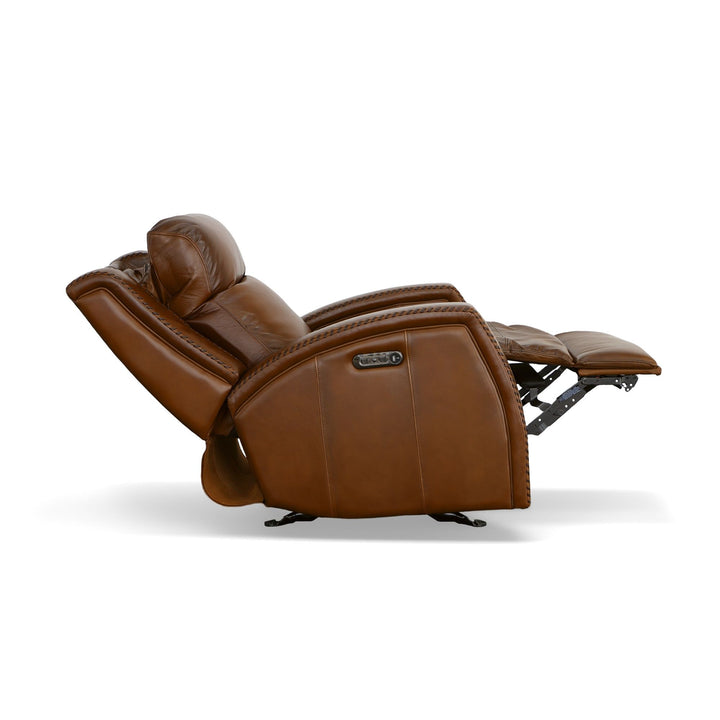 Mustang Leather Power Gliding Recliner with Power Headrest in Rust
