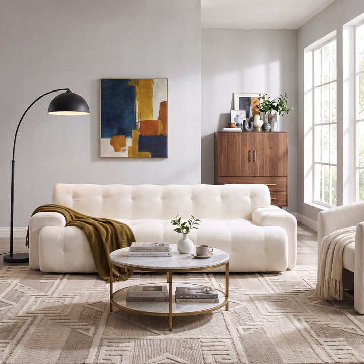 Cloud 88" Tufted Chenille Sofa – Snow White