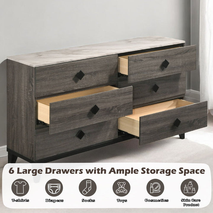 Avantika - Dresser - Faux Marble Top & Rustic Gray Oak