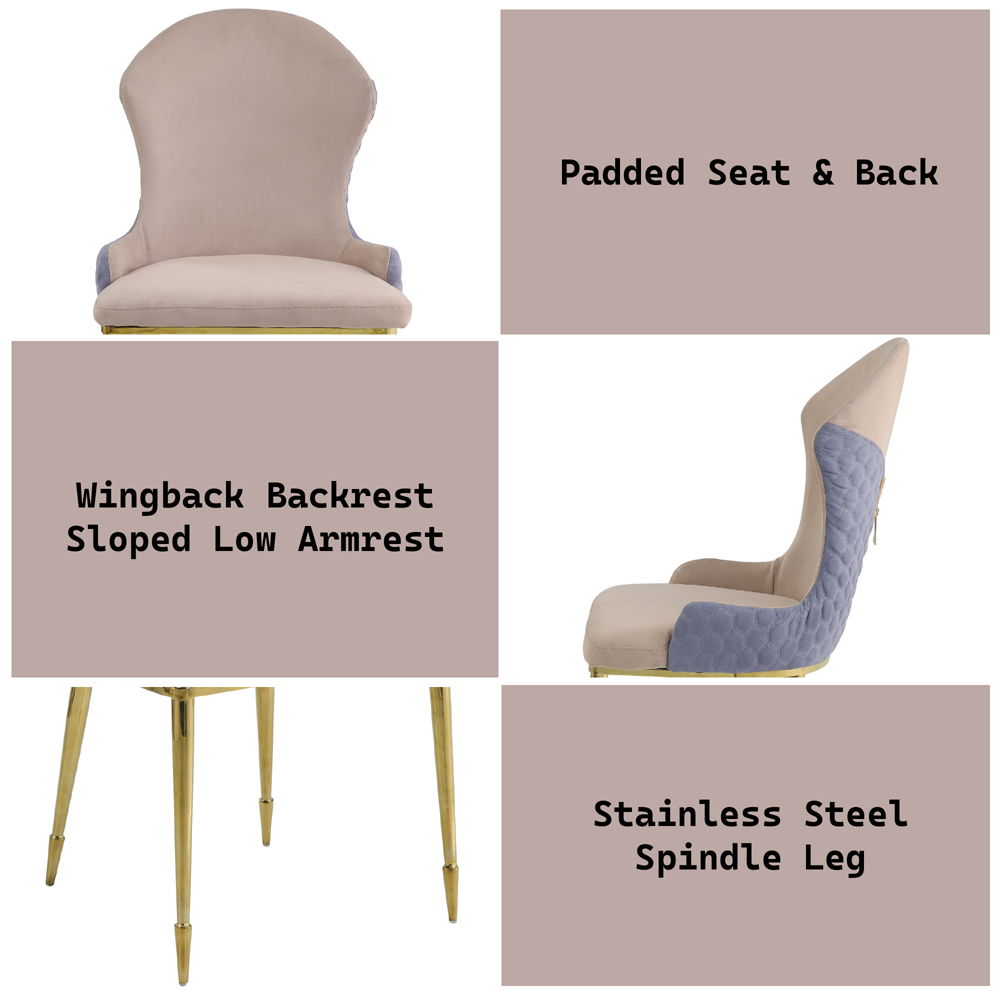 Caolan - Side Chair Set of 2) - Tan, Lavender Fabric & Gold