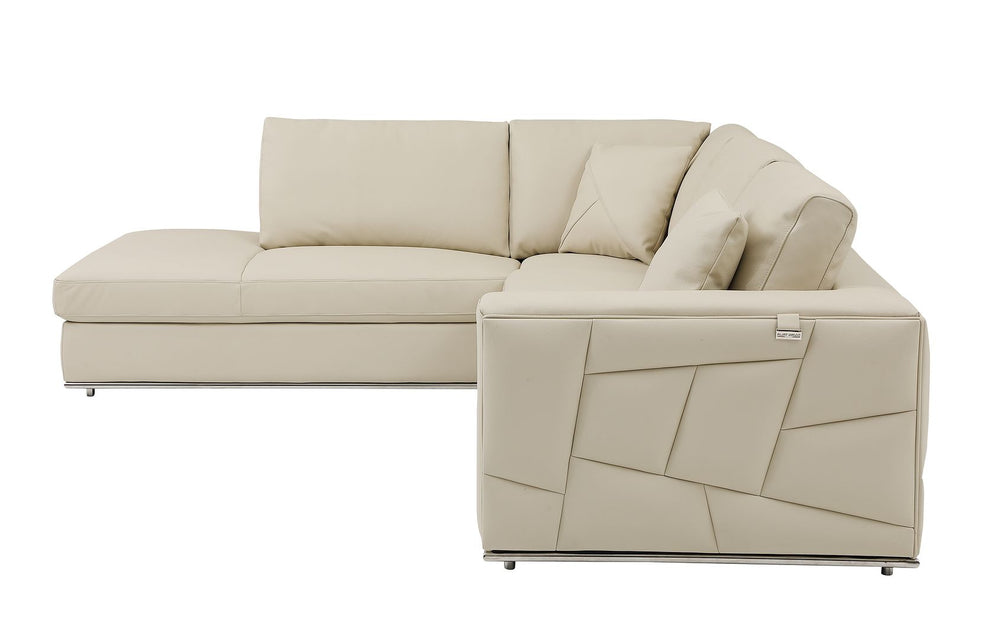 DivanItalia 998 Left Arm Facing Sectional in Top-Grain Italian Leather - Beige