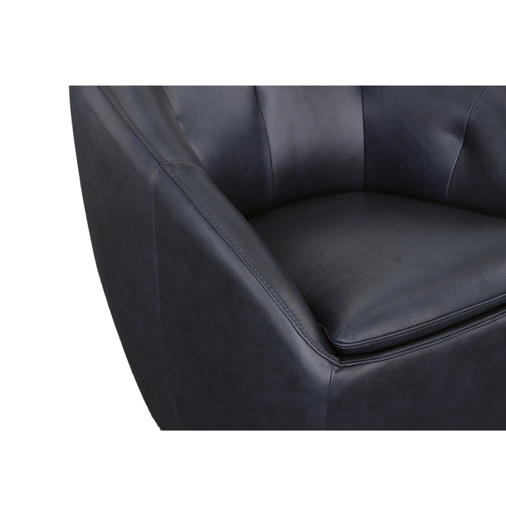 Wade Leather Swivel Chair in Midnight