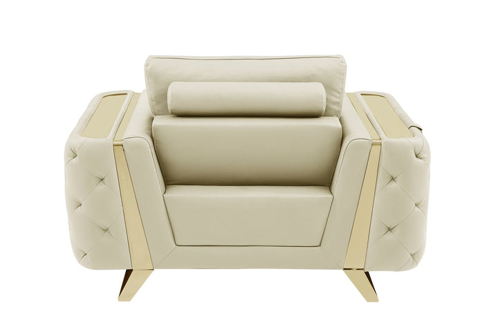 DivanItalia 1050 Chair in Top-Grain Italian Leather - Beige