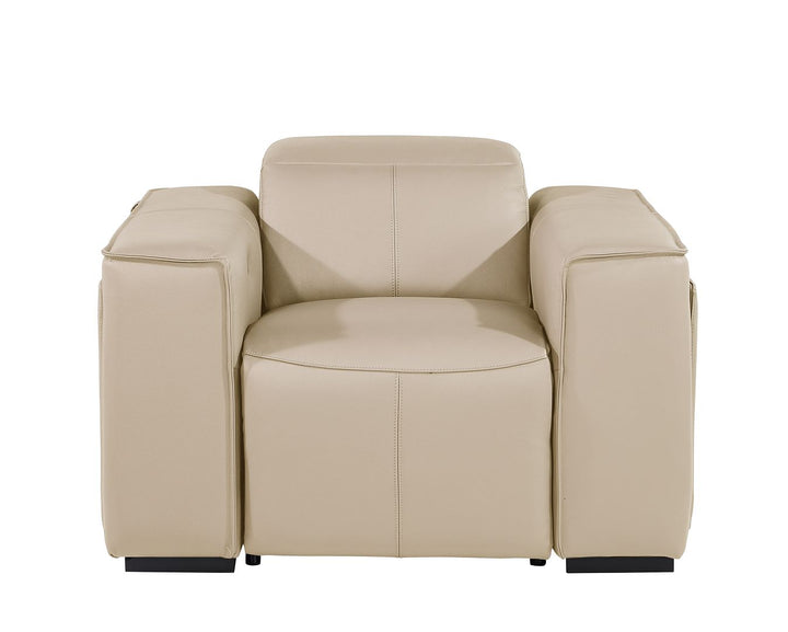 DivanItalia 1224 Top Grain Italian Leather Power Reclining Chair with Power Headrests - Beige