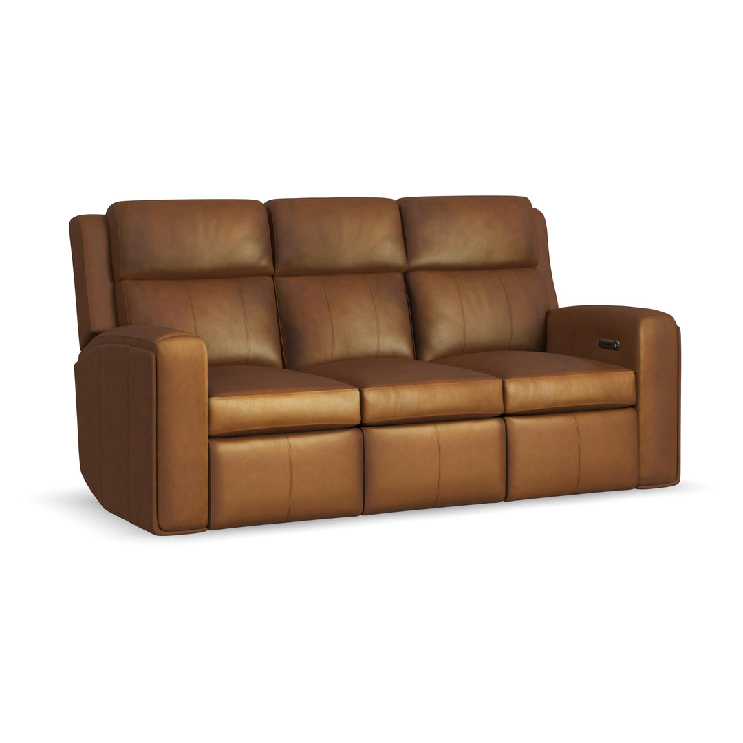 Flexsteel 1596-62PH-70572 Wyatt  Power Reclining Sofa With Power Headrests & Lumbar  Light Brown