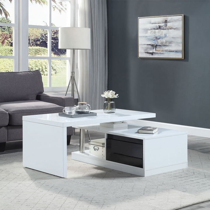 Buck II - Coffee Table With Swivel Top - White & Black High Gloss