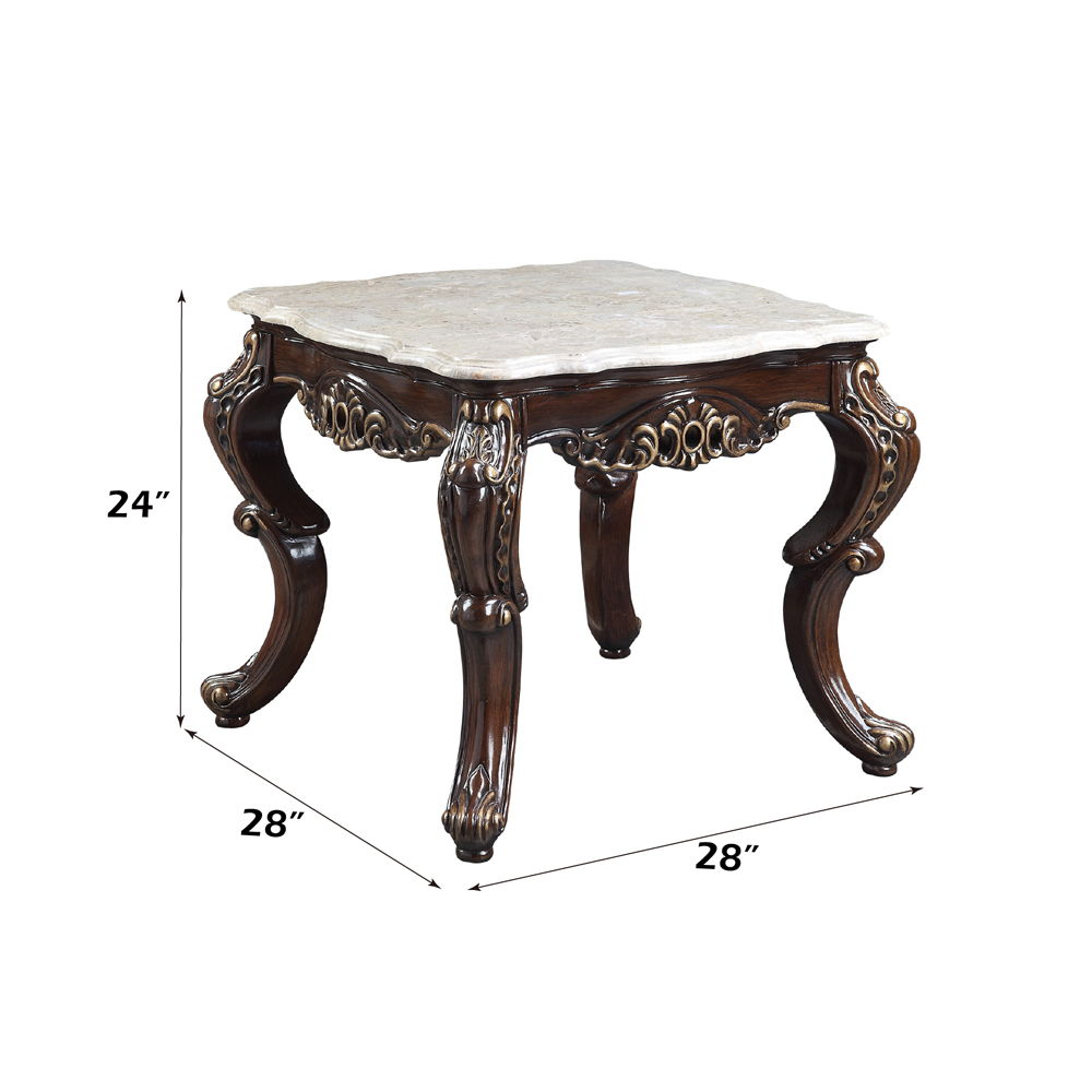 Benbek - End Table - Marble & Antique Oak