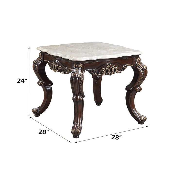 Benbek - End Table - Marble & Antique Oak