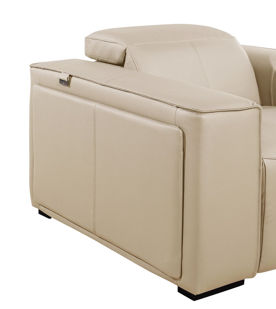 DivanItalia 1224 5-Piece Modular Power Reclining Sofa in Top Grain Italian Leather with 3 Power Recliners & Power Headrests - Beige