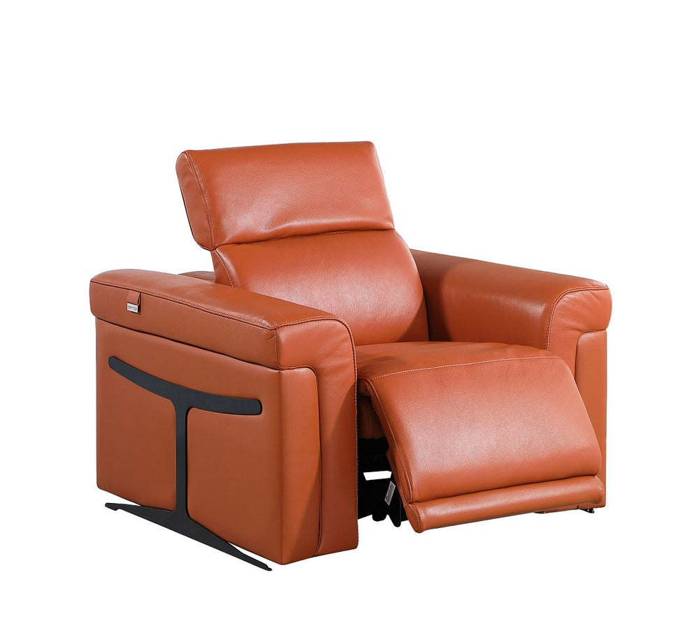 DivanItalia 1126 Top Grain Italian Leather Power Reclining Chair with Power Headrests - Camel