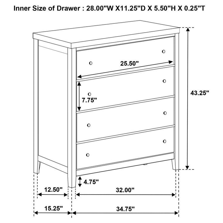 Wilkes - 4-Drawer Chest Of Drawers - Dark Cocoa