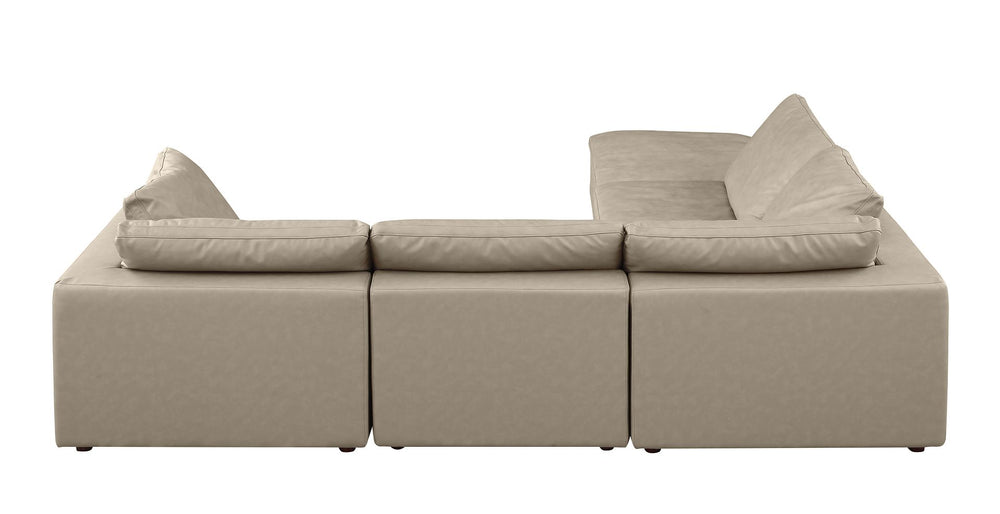 DivanItalia 1100 5-Piece Right Arm Facing 4-Seat Sectional – Top-Grain Italian Leather - Beige