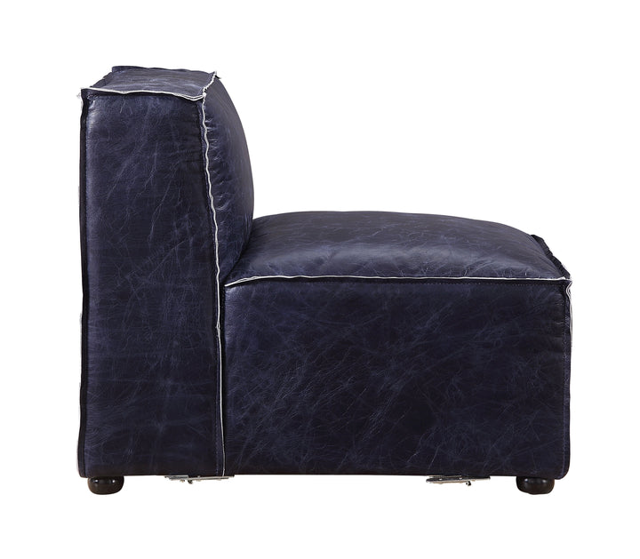 Birdie - Modular Armless Chair - Vintage Blue Top Grain Leather