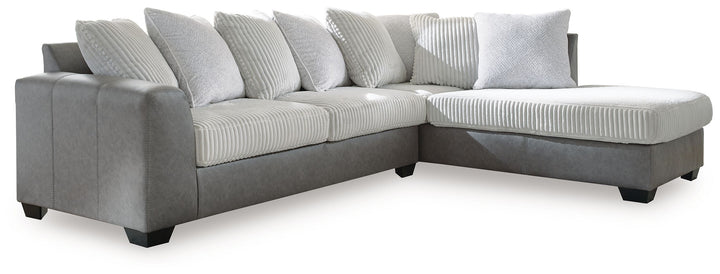 Clairette Court - 2-Piece Sectional With Raf Corner Chaise - Alloy by Ashley Furniture product image