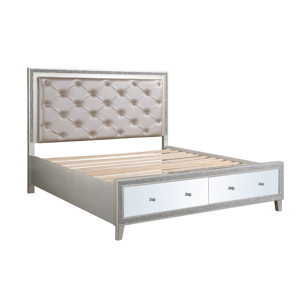 Sliverfluff Queen Bed with Led & Storage