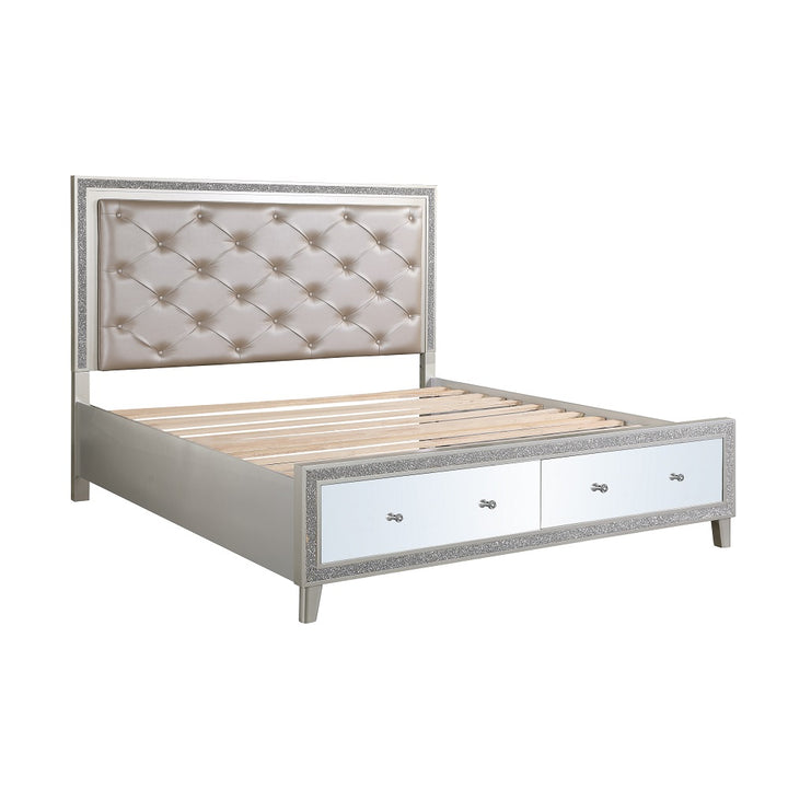 Sliverfluff Queen Bed with Led &amp; Storage