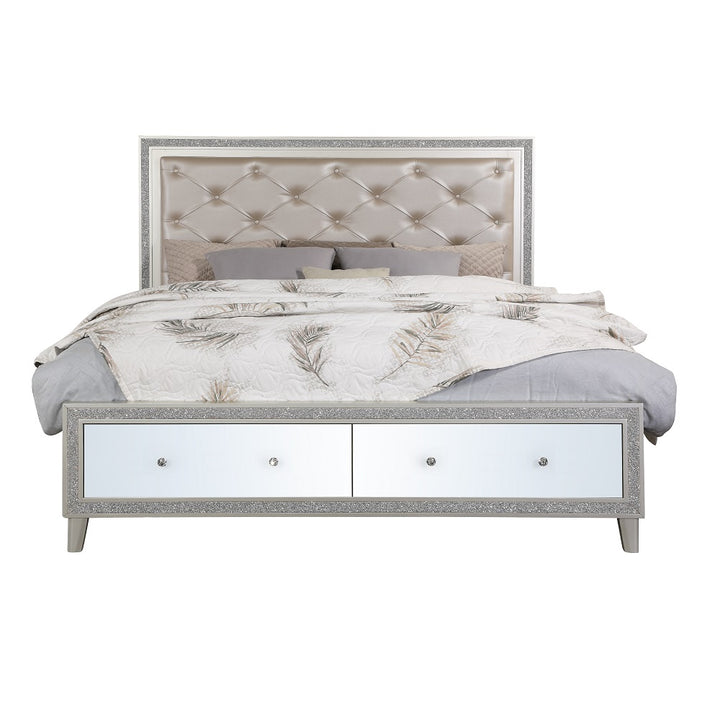 Sliverfluff Queen Bed with Led &amp; Storage