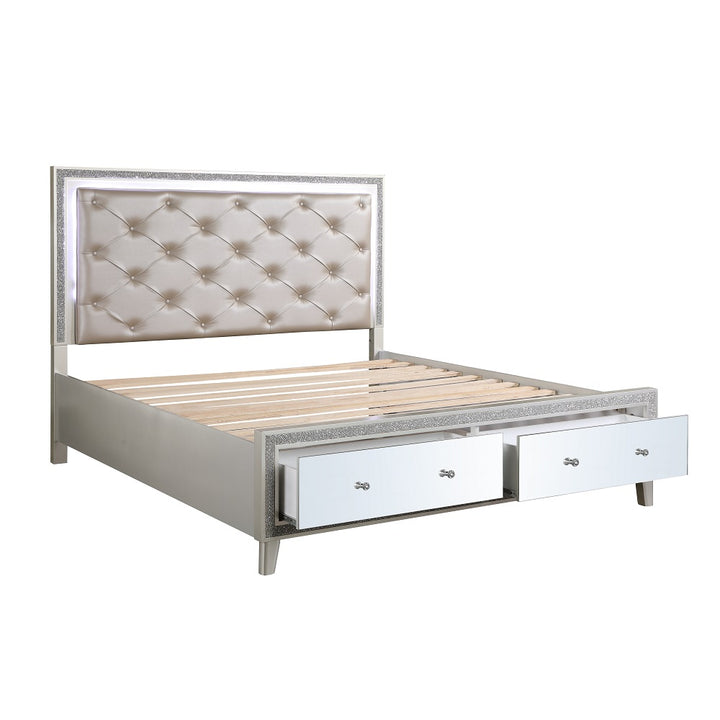 Sliverfluff Queen Bed with Led &amp; Storage