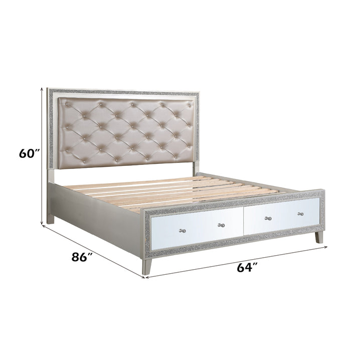 Sliverfluff Queen Bed with Led &amp; Storage
