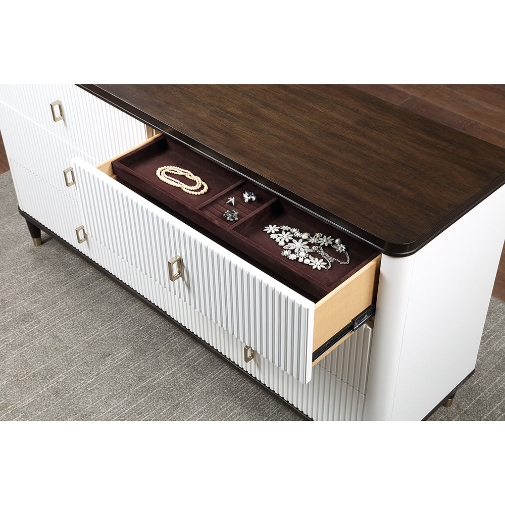Carena Dresser with Jewelry Tray - White &amp; Walnut – view 5
