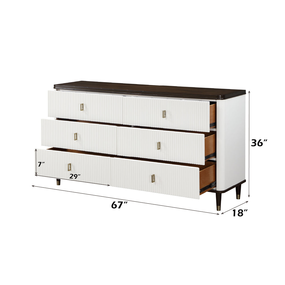Carena Dresser with Jewelry Tray - White &amp; Walnut – dimensions