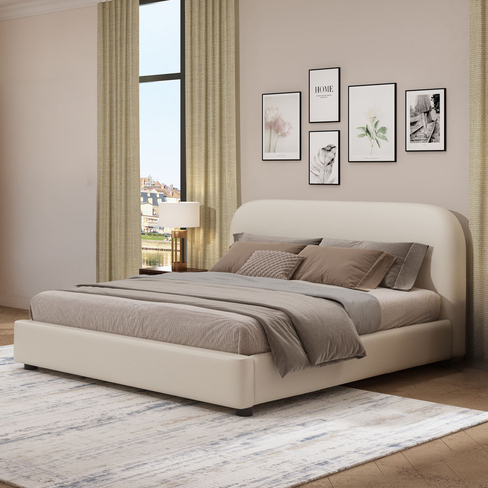 Arden Full Bed - Beige Chenille