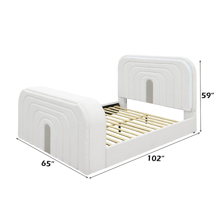 Shelyn Queen Bed with LED, TV Cabinet, Fireplace & Bluetooth