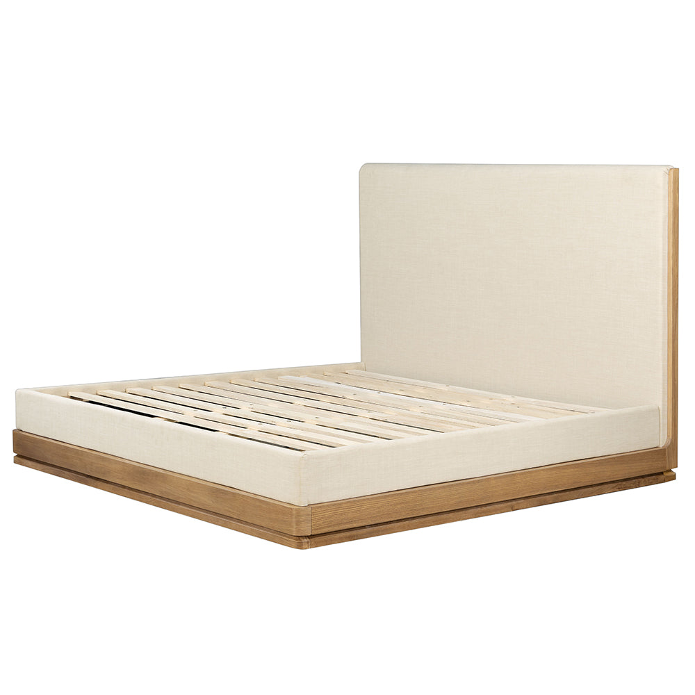 Zoey Eastern King Bed - Beige Fabric & Oak – view 2
