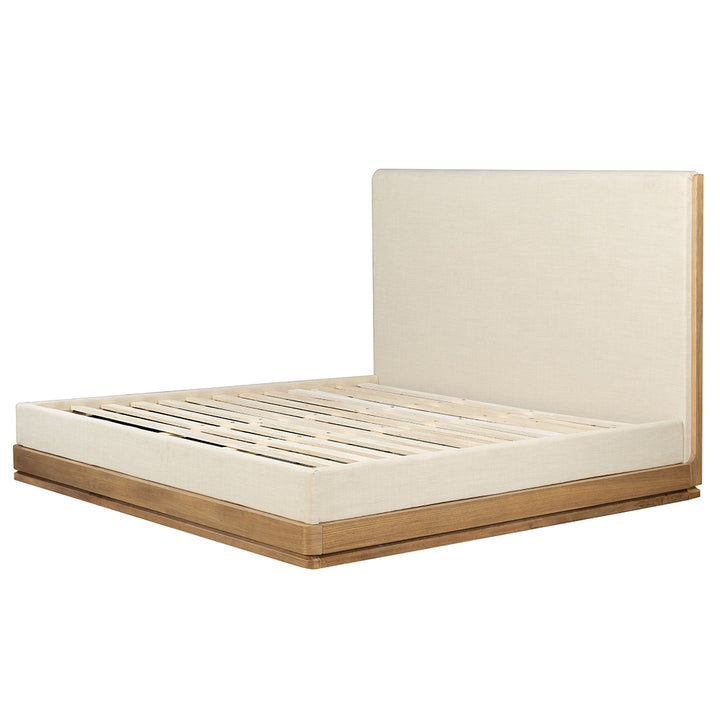 Zoey Eastern King Bed - Beige Fabric &amp; Oak – view 2