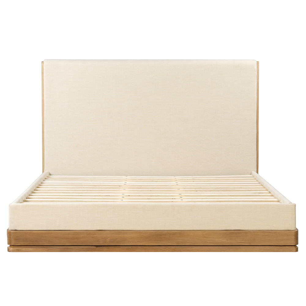 Zoey Eastern King Bed - Beige Fabric &amp; Oak – view 3