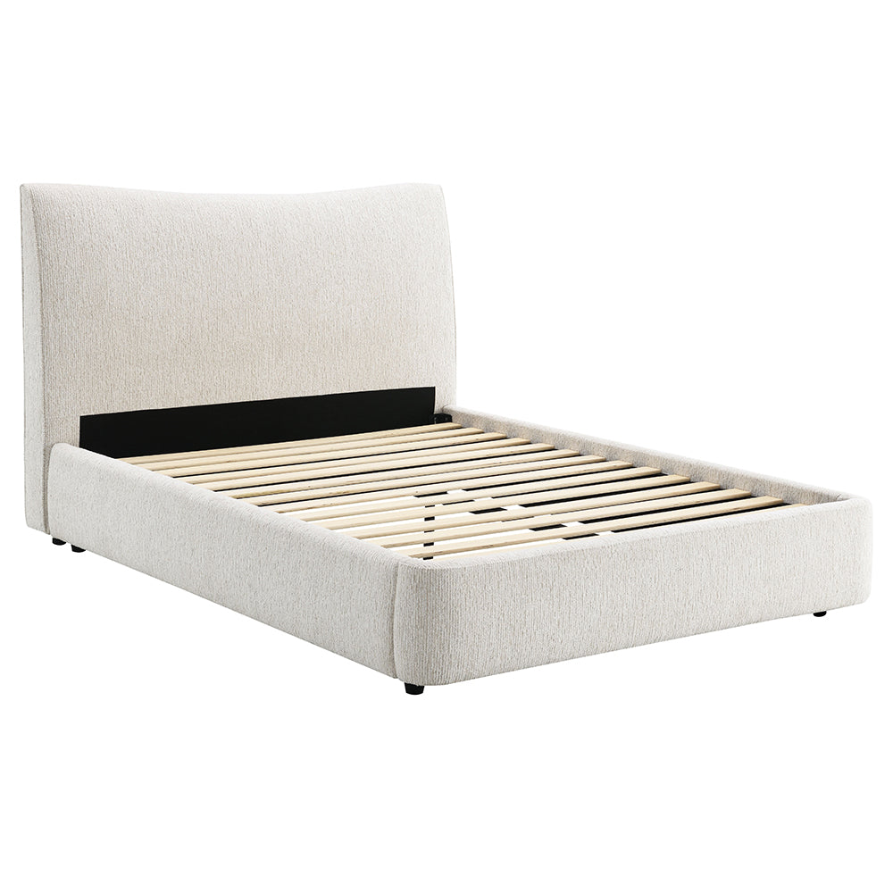 Renee Queen Bed - Aperol Beige Chenille