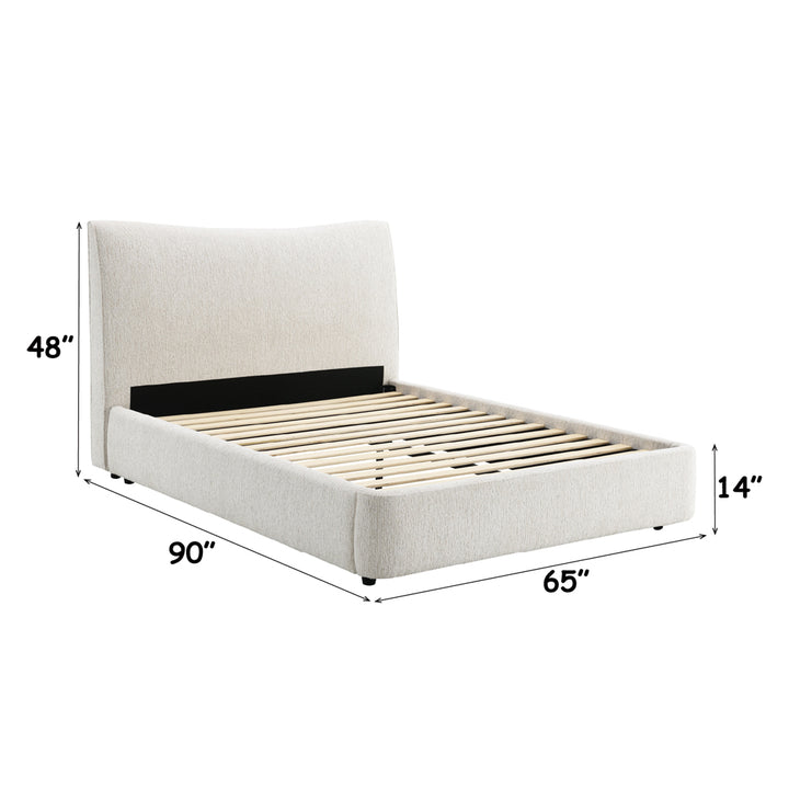 Renee Queen Bed - Aperol Beige Chenille
