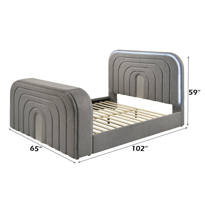 Shelyn Queen Bed with Led, TV Stand, Fireplace & Bluetooth