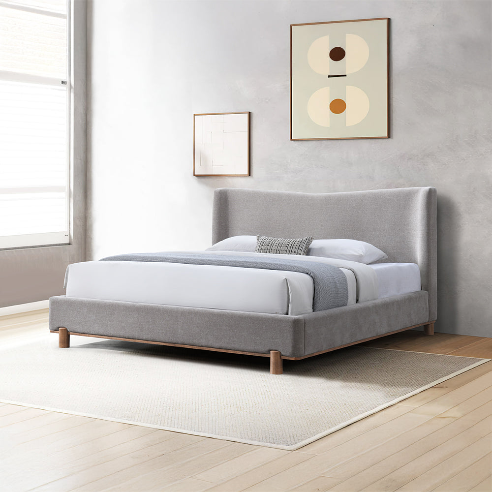 Melbourne Eastern King Bed - Gray Chenille