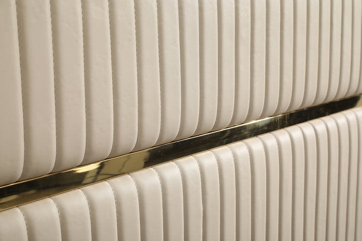 Sterling Modern Beige Bonded Leather &amp; Gold Bed