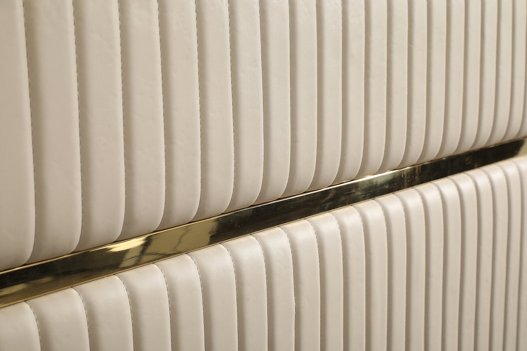 Sterling Modern Beige Bonded Leather & Gold Bed