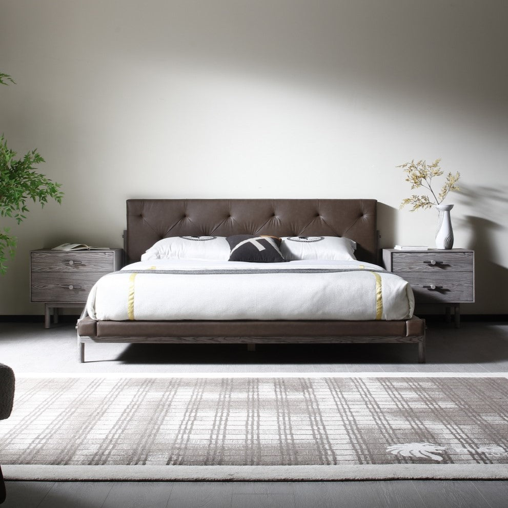 Eastern King BD2406 - Sample - Brown Vegan Leather Bed