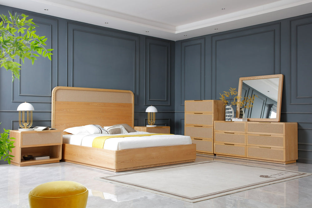Gavin - Modern Natural Ash + Rattan Bed - View 2