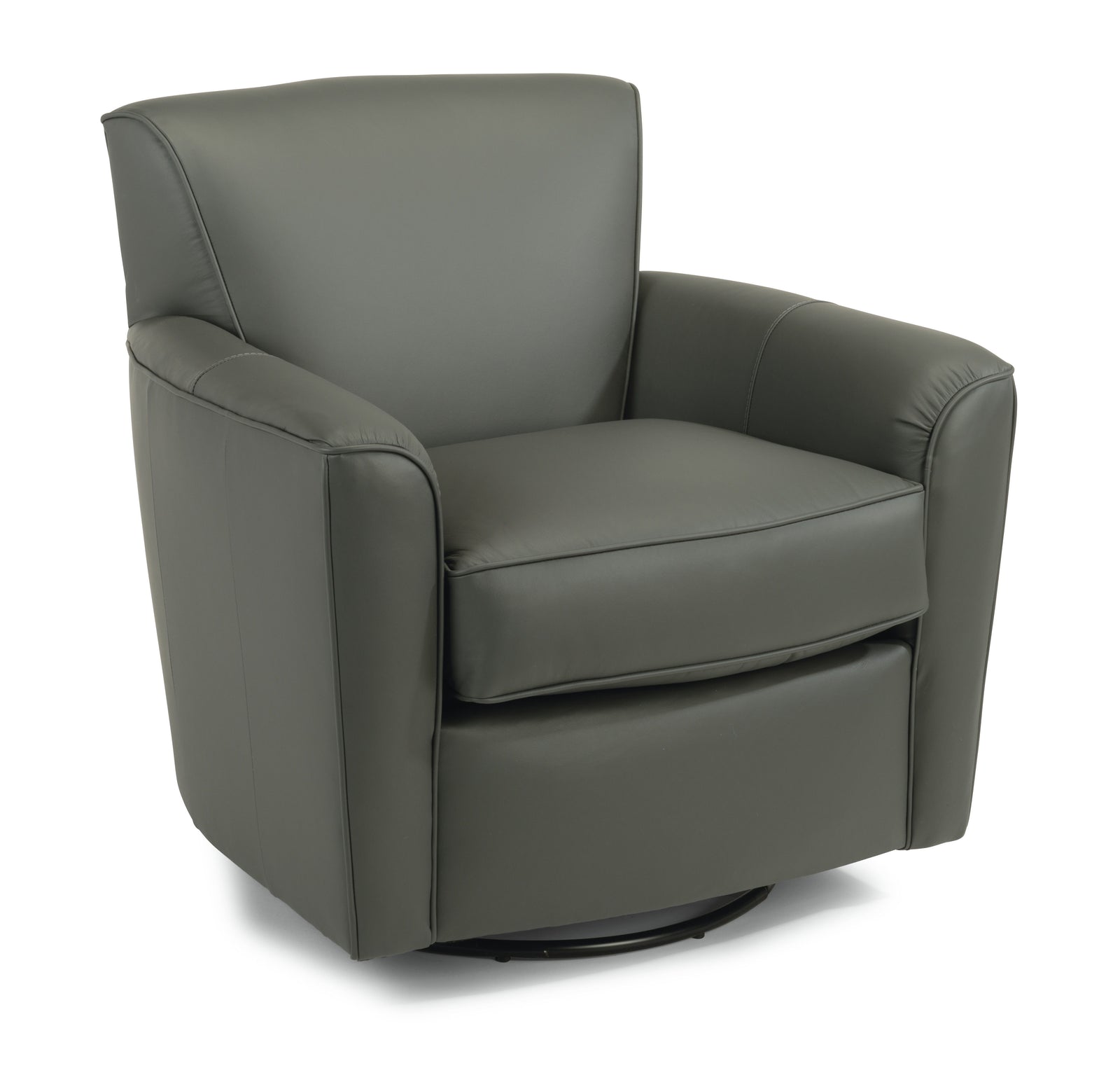 Kingman  Leather Swivel Glider  Dark Gray